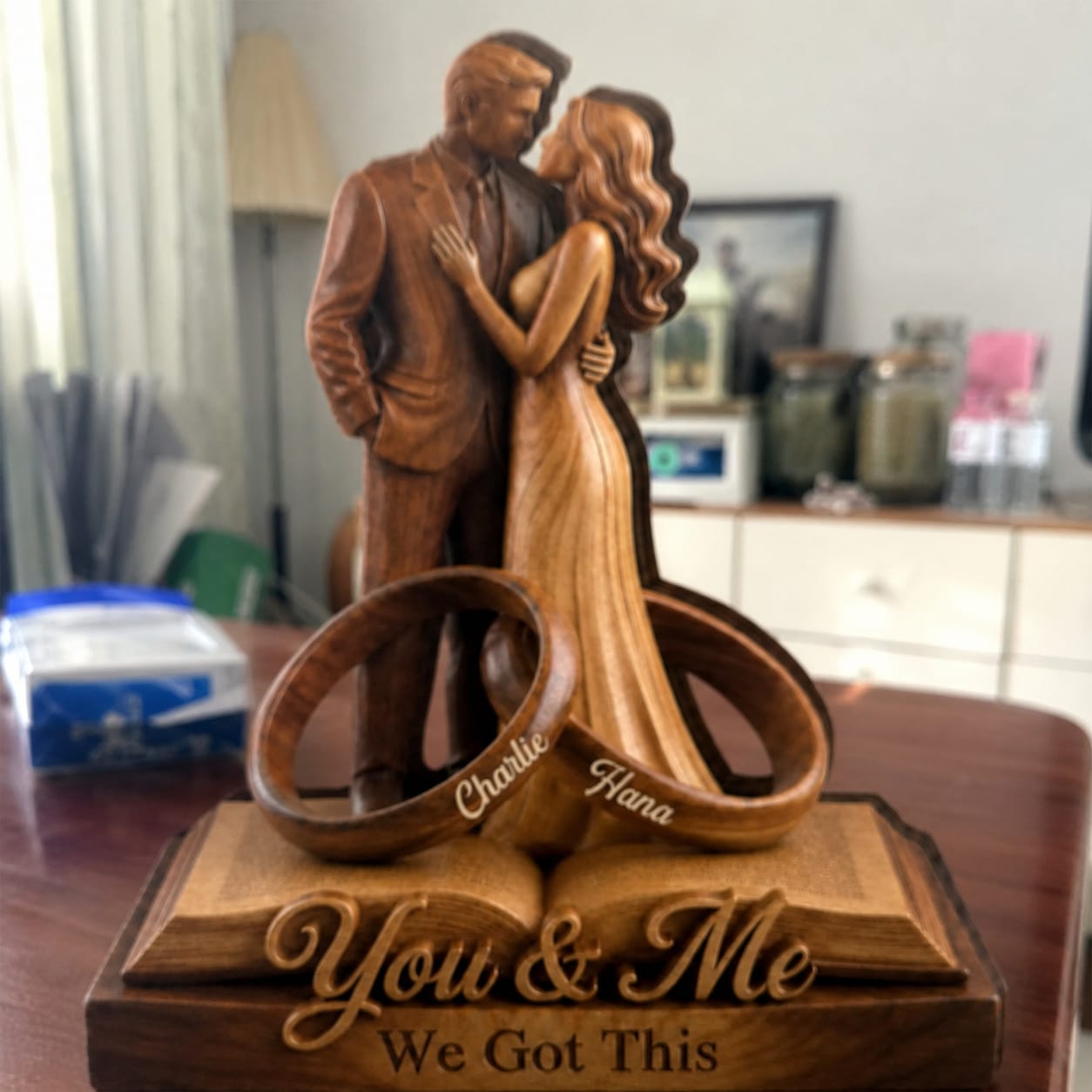 Customer photo review of You And Me We Got This - Personalized Customized 3-layered Wooden Plaque - Faith Love Gift For Couples, Wife, Husband