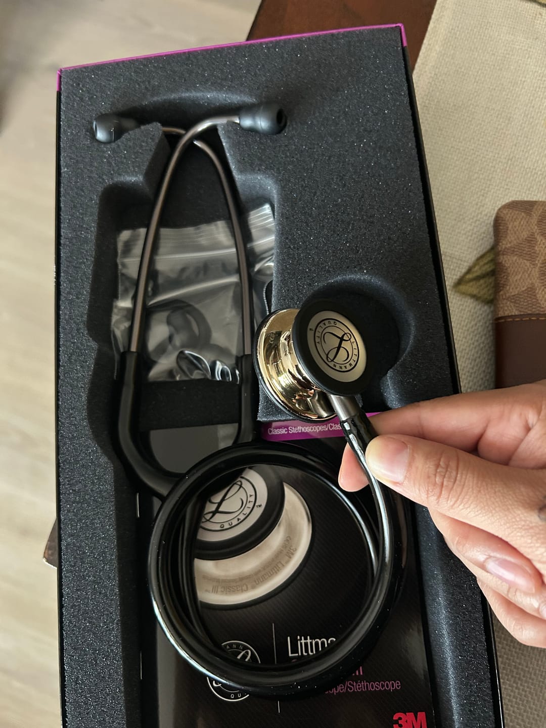 Customer photo review of Littmann Classic III Monitoring Stethoscope: Champagne & Black 5861