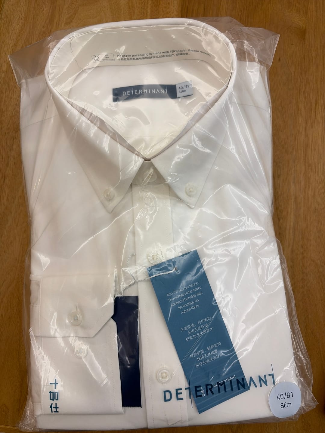 Customer photo review of Wrinkle-Free Poplin Button-Down Dress Shirt | White WH001Z