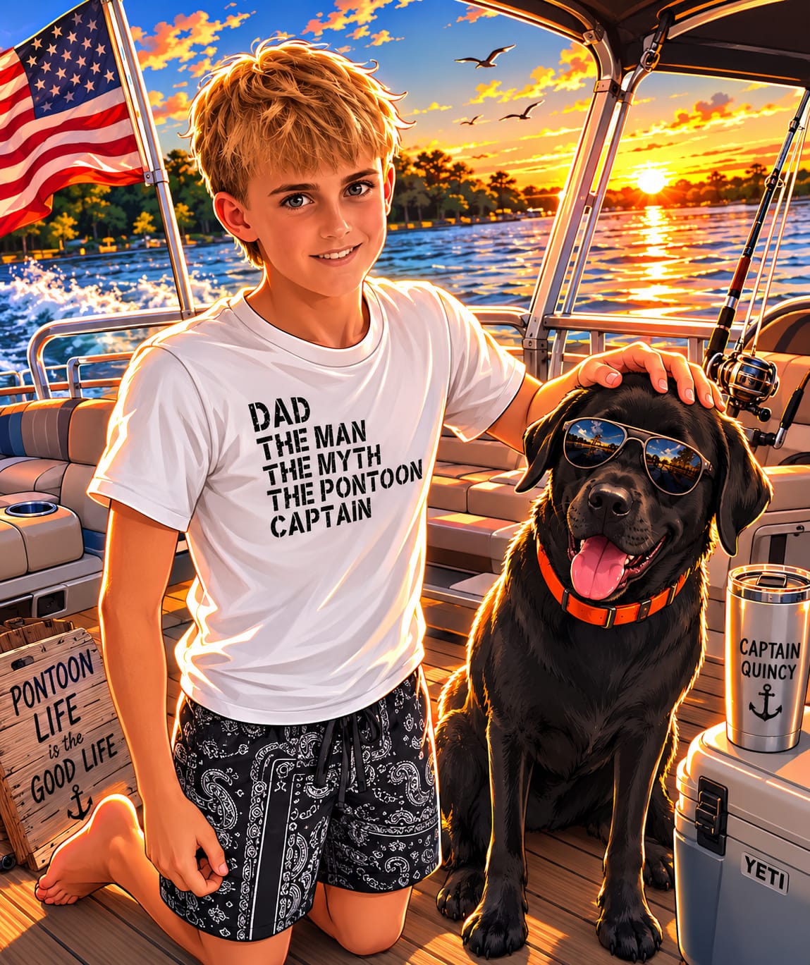 Customer photo review of Dad man myth pontoon captain T-shirt