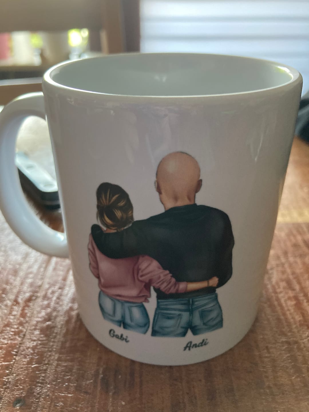 Customer photo review of Keine Sorge Schatz - Personalisierte Pärchen-Tasse