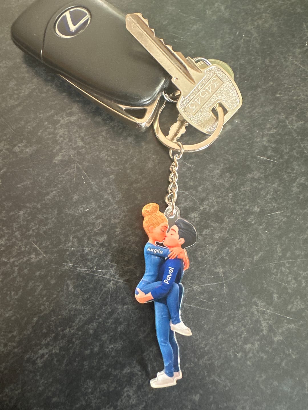 Customer photo review of Kissing Couple - Personalized Keychain, Gift for Couple