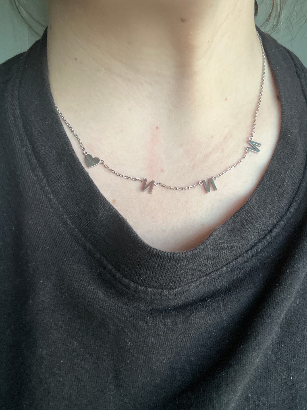 Customer photo review of The Original Initial Letter Necklace