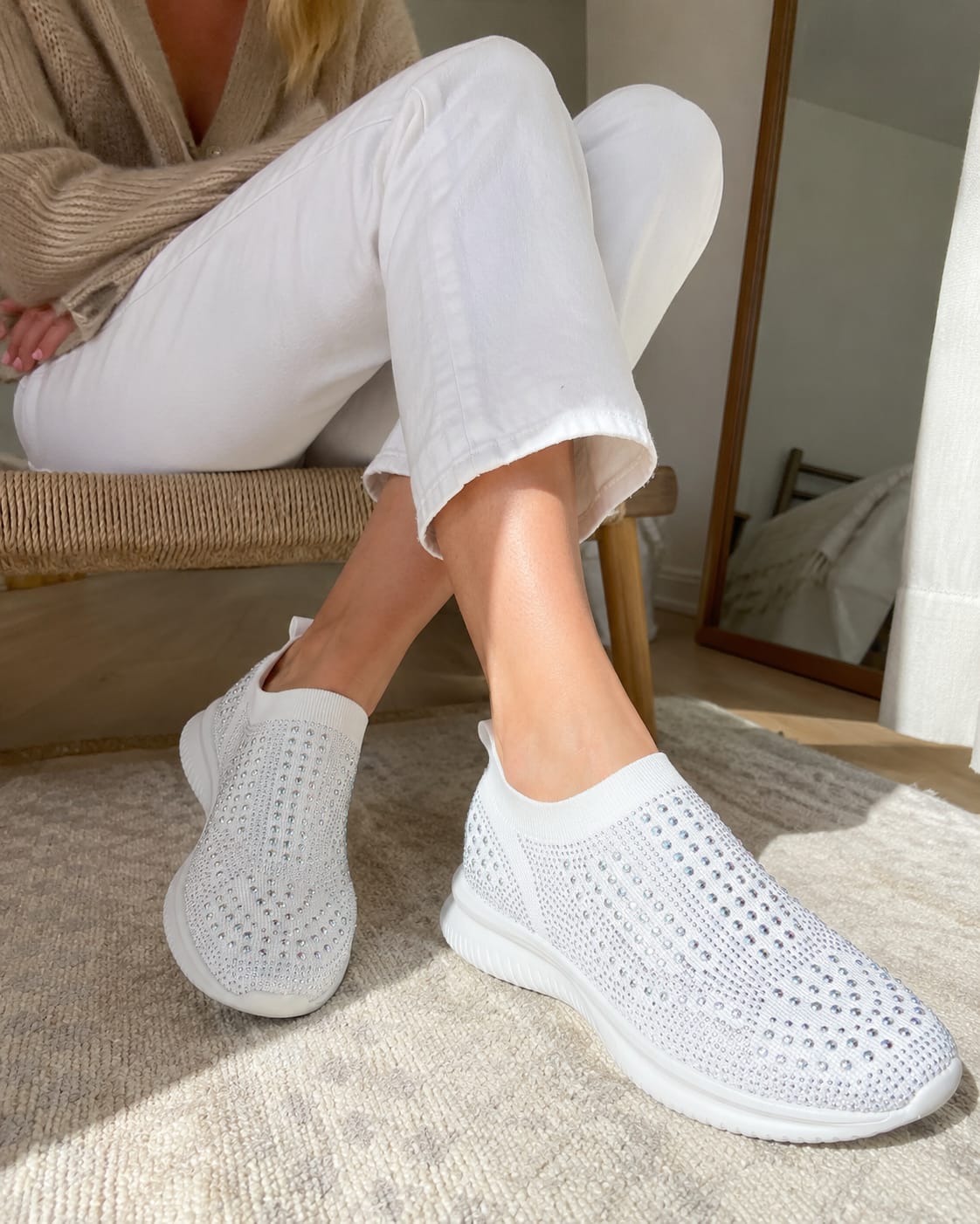 Customer photo review of Lucky Step Rhinestone Sock Sneakers
