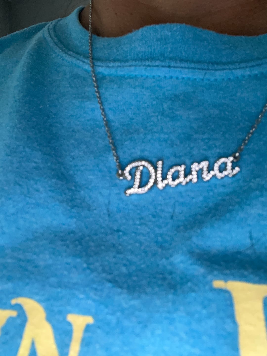 Customer photo review of Lux Fully Iced Name Necklace