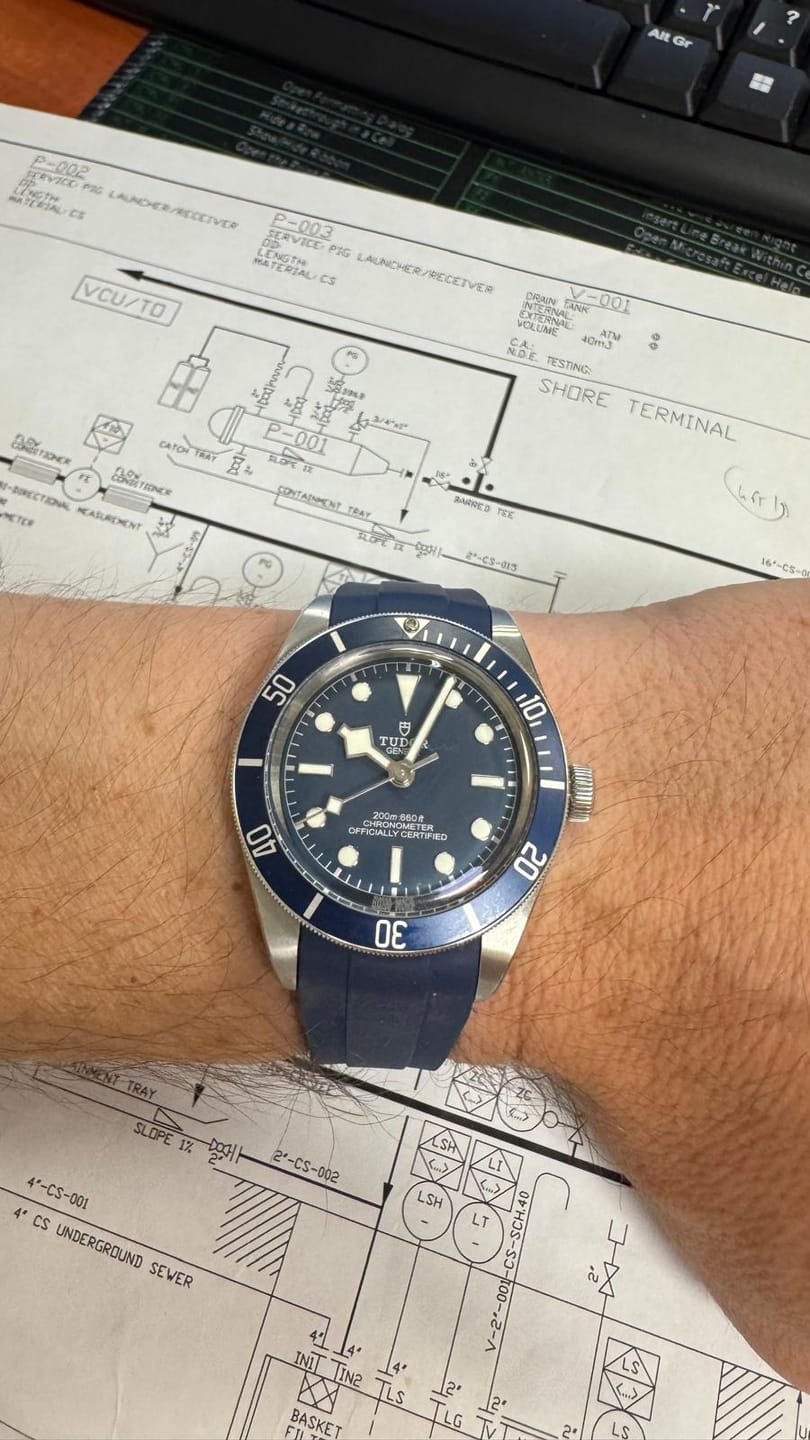 Customer photo review of Integrated Rubber Strap For Tudor Black Bay 58 - Blue