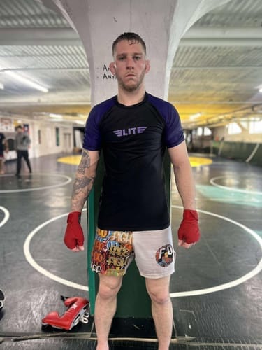 Customer photo review of Standard Purple Short Sleeve No-Gi Mens BJJ Rash Guard