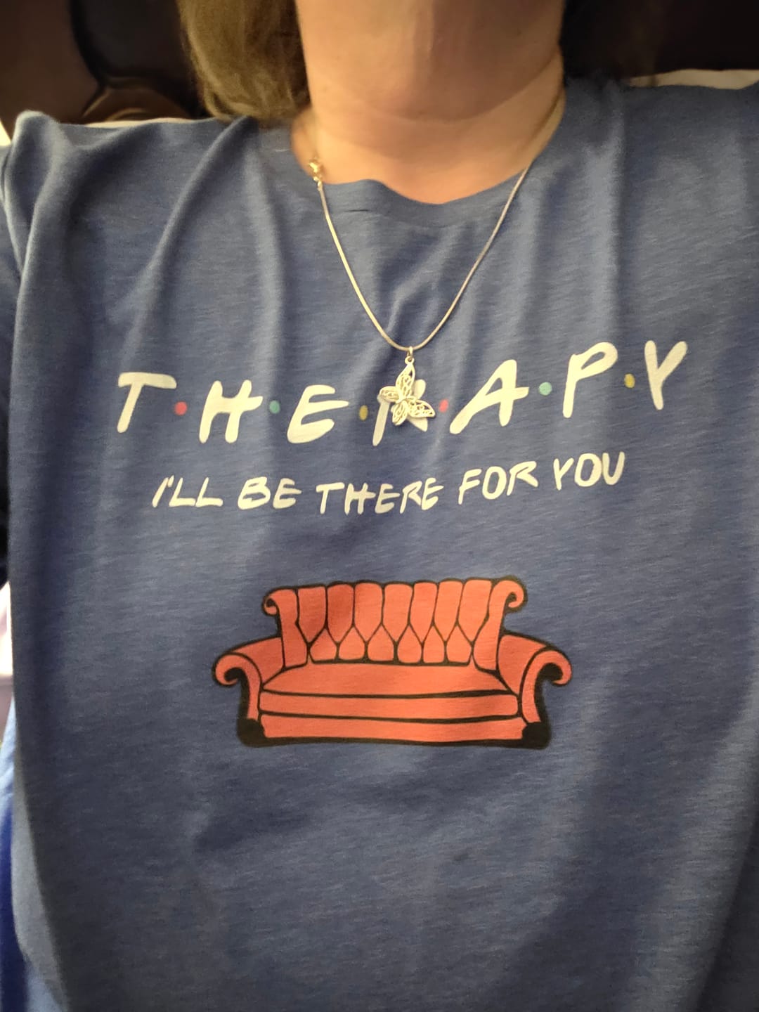 Customer photo review of Friends Font Therapy T-Shirt