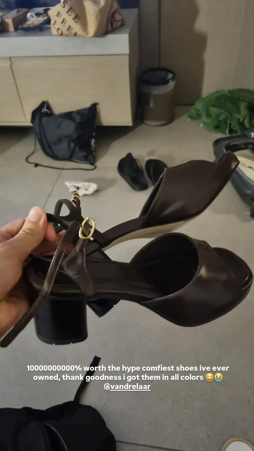 Customer photo review of Joni Sandal, Espresso Leather