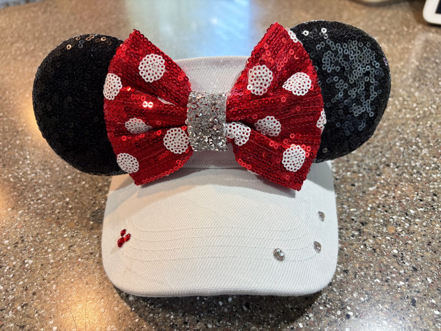 Customer photo review of Minnie Bow White Visor