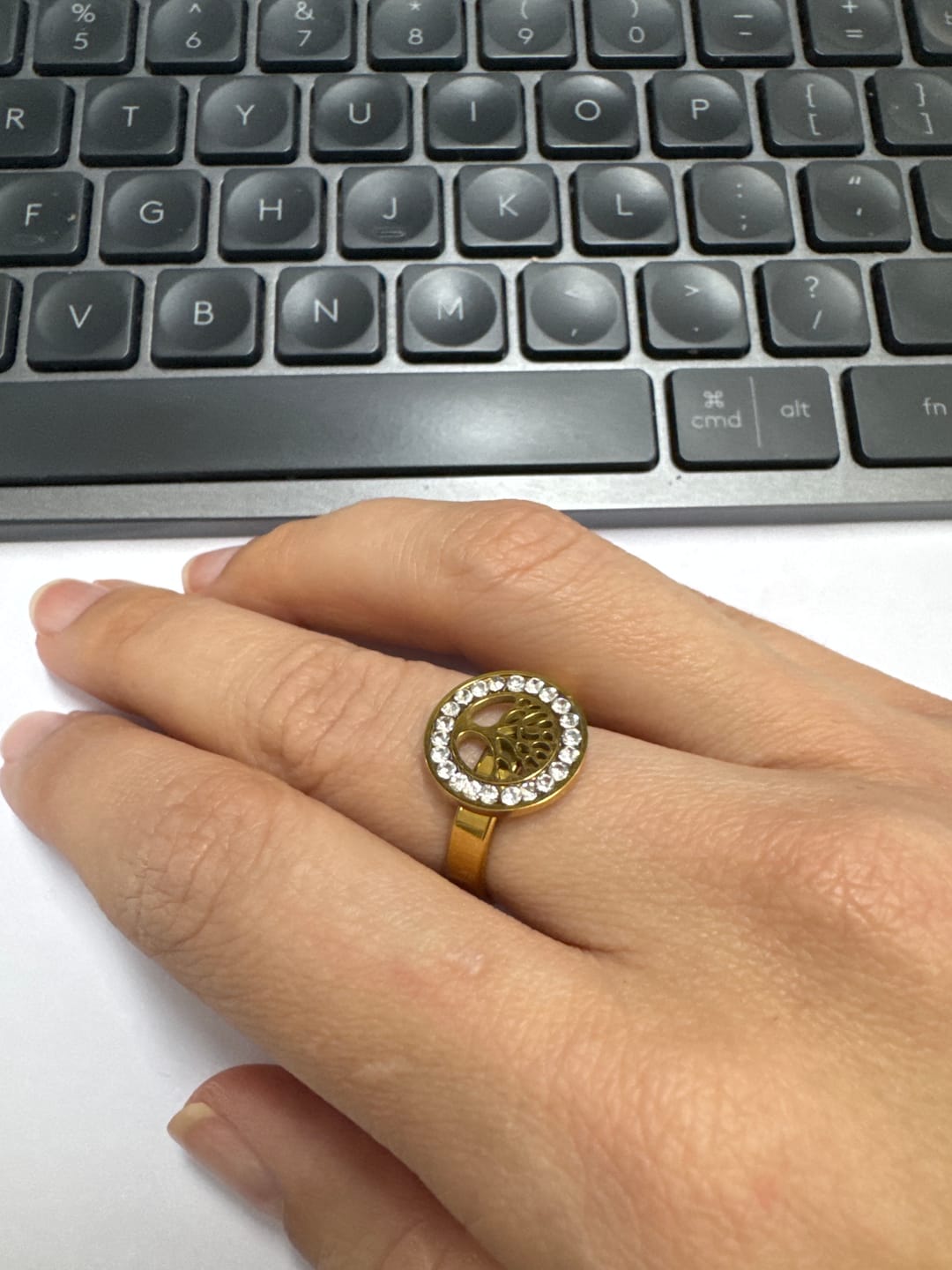 Customer photo review of Anel Árvore da Vida Banhado em Ouro 18K