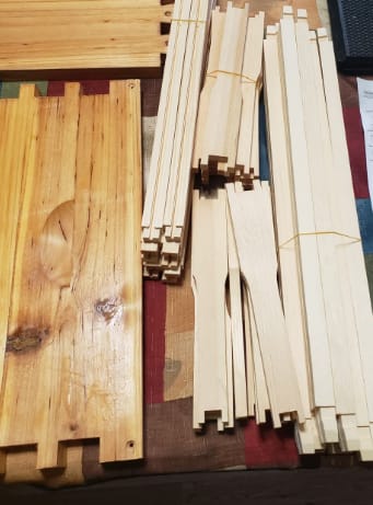 Customer photo review of VLoveBee 10-Frame 4-Layer Cedar Wood Bee Hive Kit – Complete Logo-Free Langstroth Beeswax Dipped Unassembled Hive Includes 2 Deep Boxes and 2 Medium Supers with 40 Plastic Foundation & Wooden Frames
