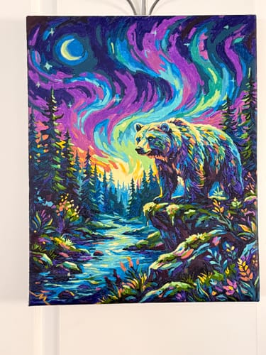Customer photo review of Northern Lights Bear (Paint by Numbers)