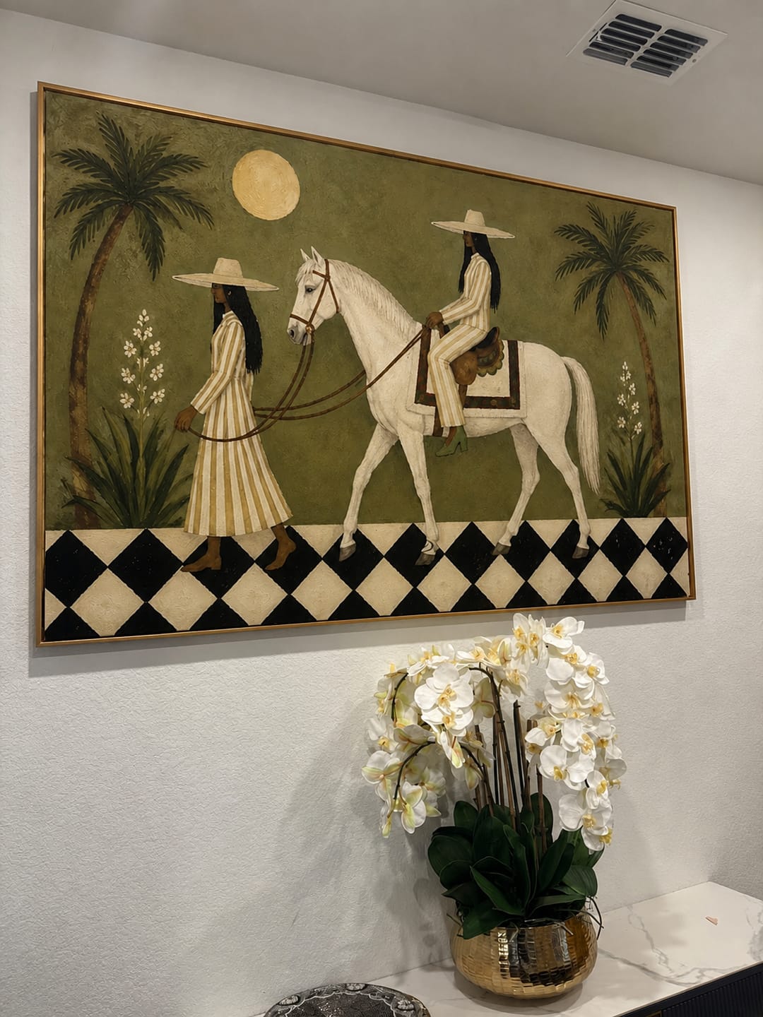 Customer photo review of Olive Courtyard White Horse Painting