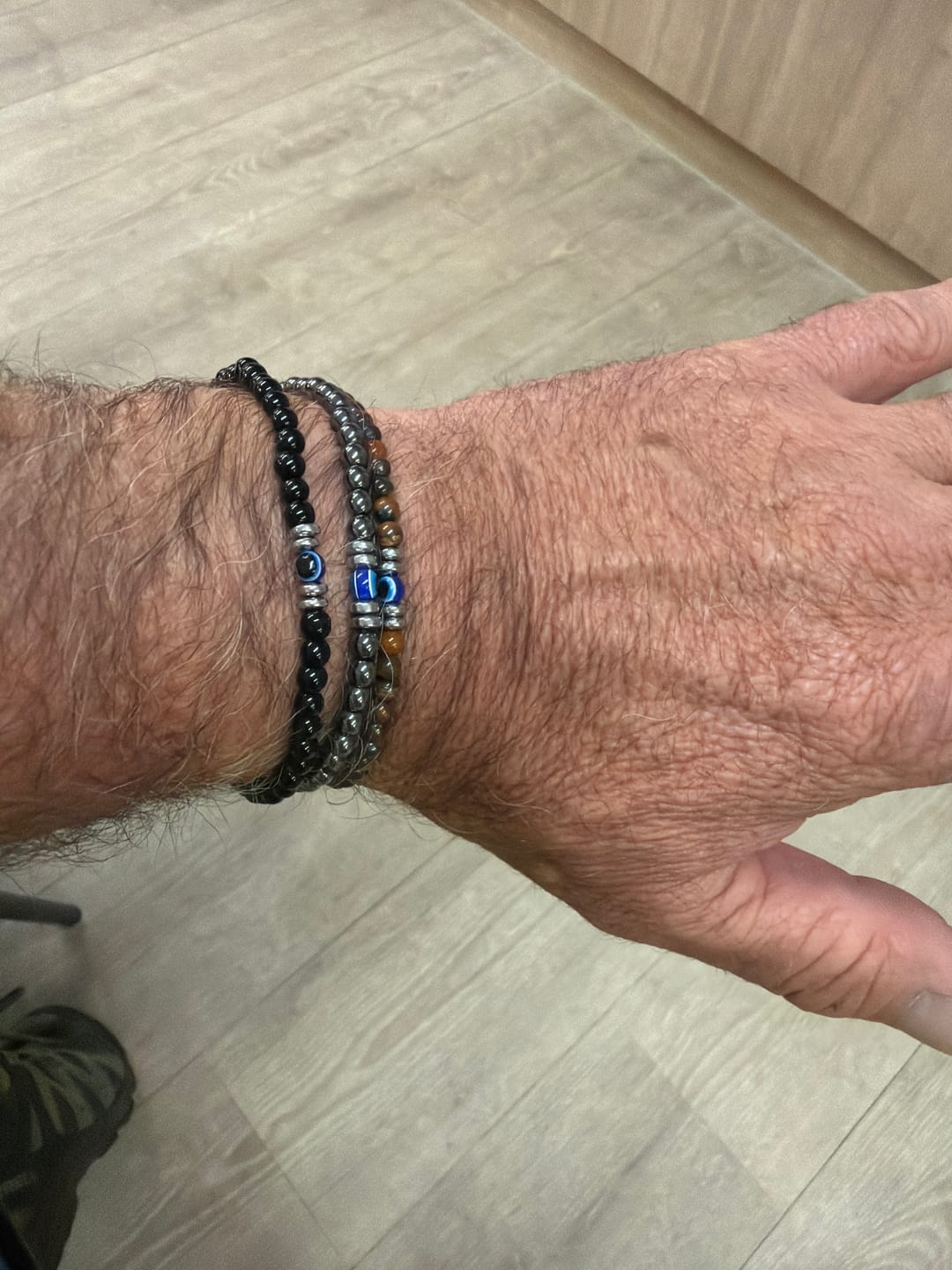 Customer photo review of Olivenorma Mens 4mm Natural Stone Evil Eye Beads Bracelet