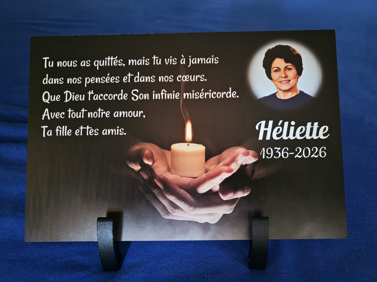 Customer photo review of Plaque Funéraire Bougie Mémorial
