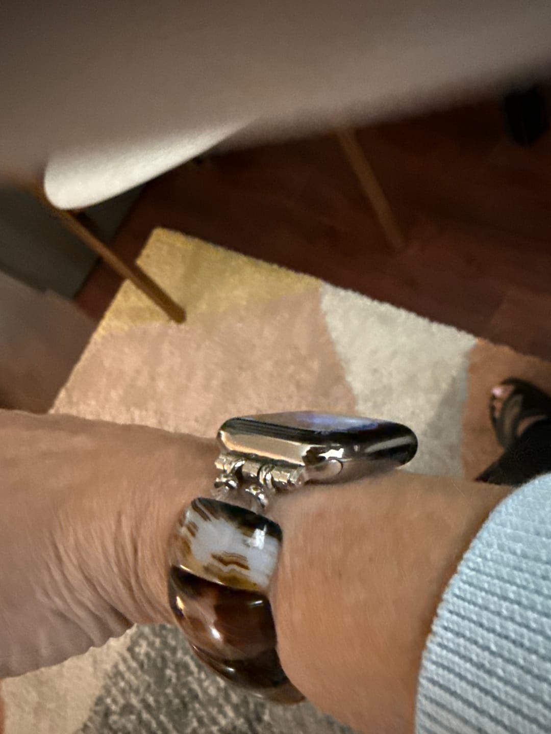 Customer photo review of Bohemian Onyx Elegance Stretch Apple Watch Strap