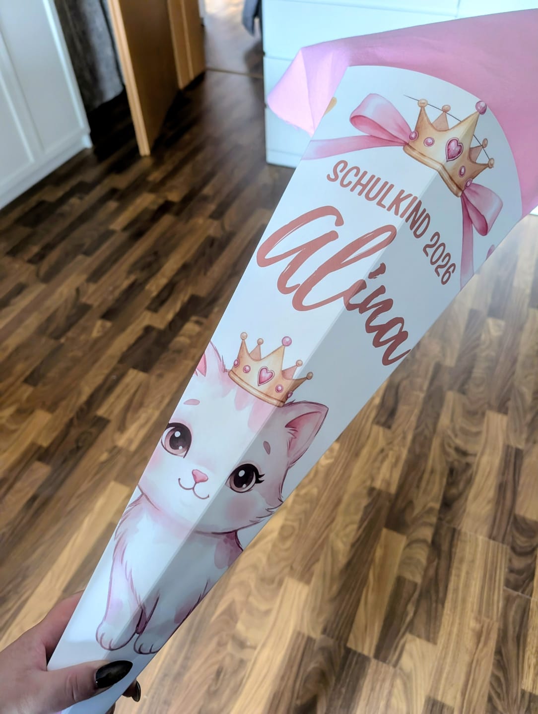 Customer photo review of Schultüte personalisiert mit Name – Katze mit Krone