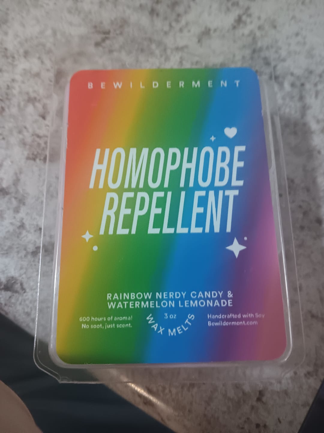 Customer photo review of Homophobe Repellent Wax Melts