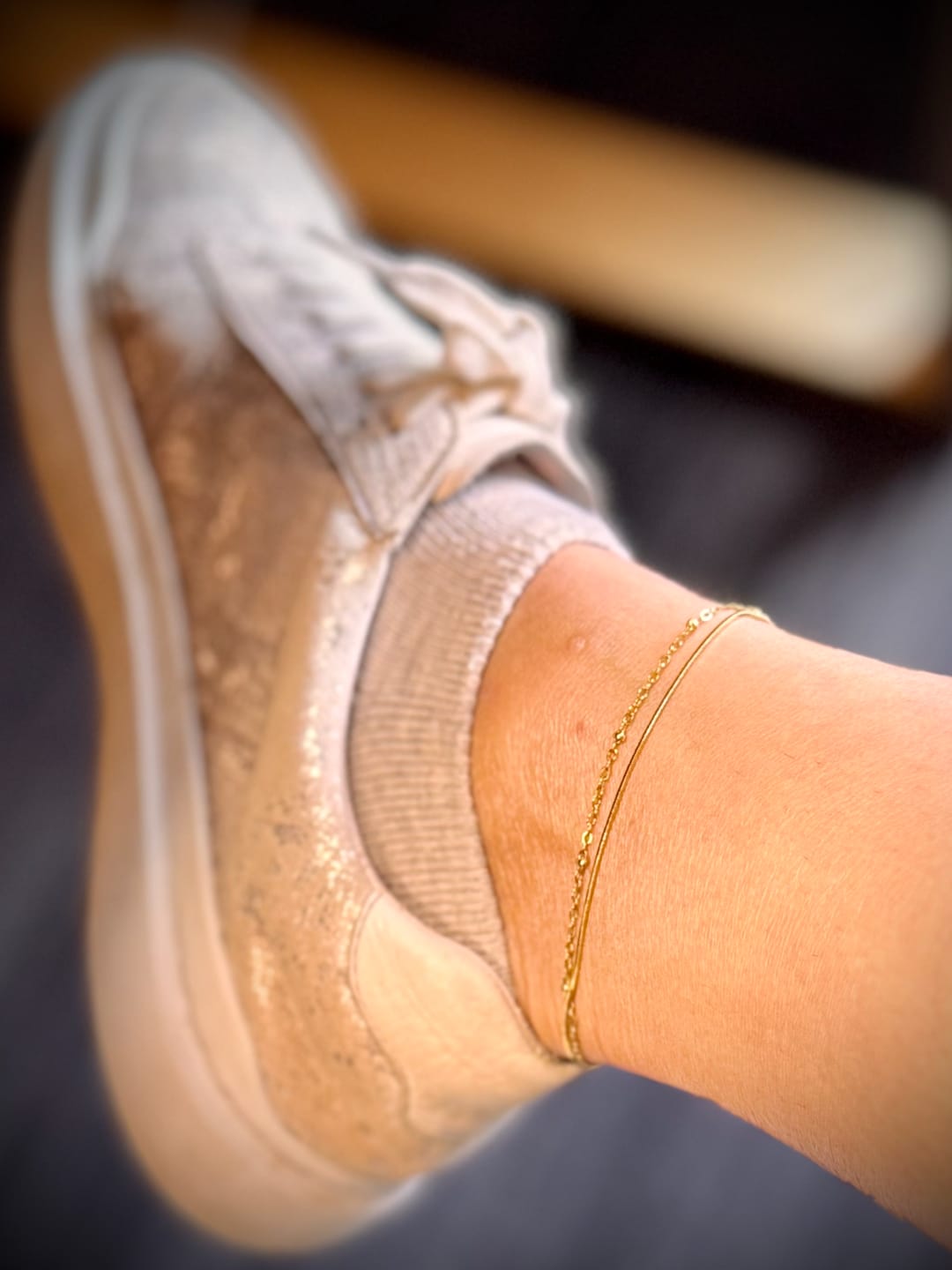 Customer photo review of Pia Gold Layered Anklet