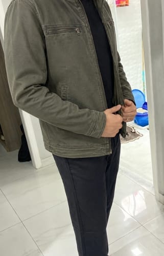 Customer photo review of Valmont Vintage Olive Field Jacket - Cross & Crown Sale