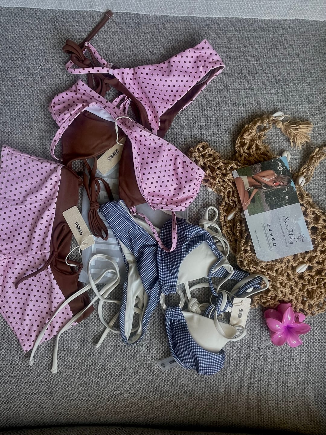Customer photo review of Seamolly Colorblock Polka Dot Print Bikini Bottom Cheeky Swim Boyshorts