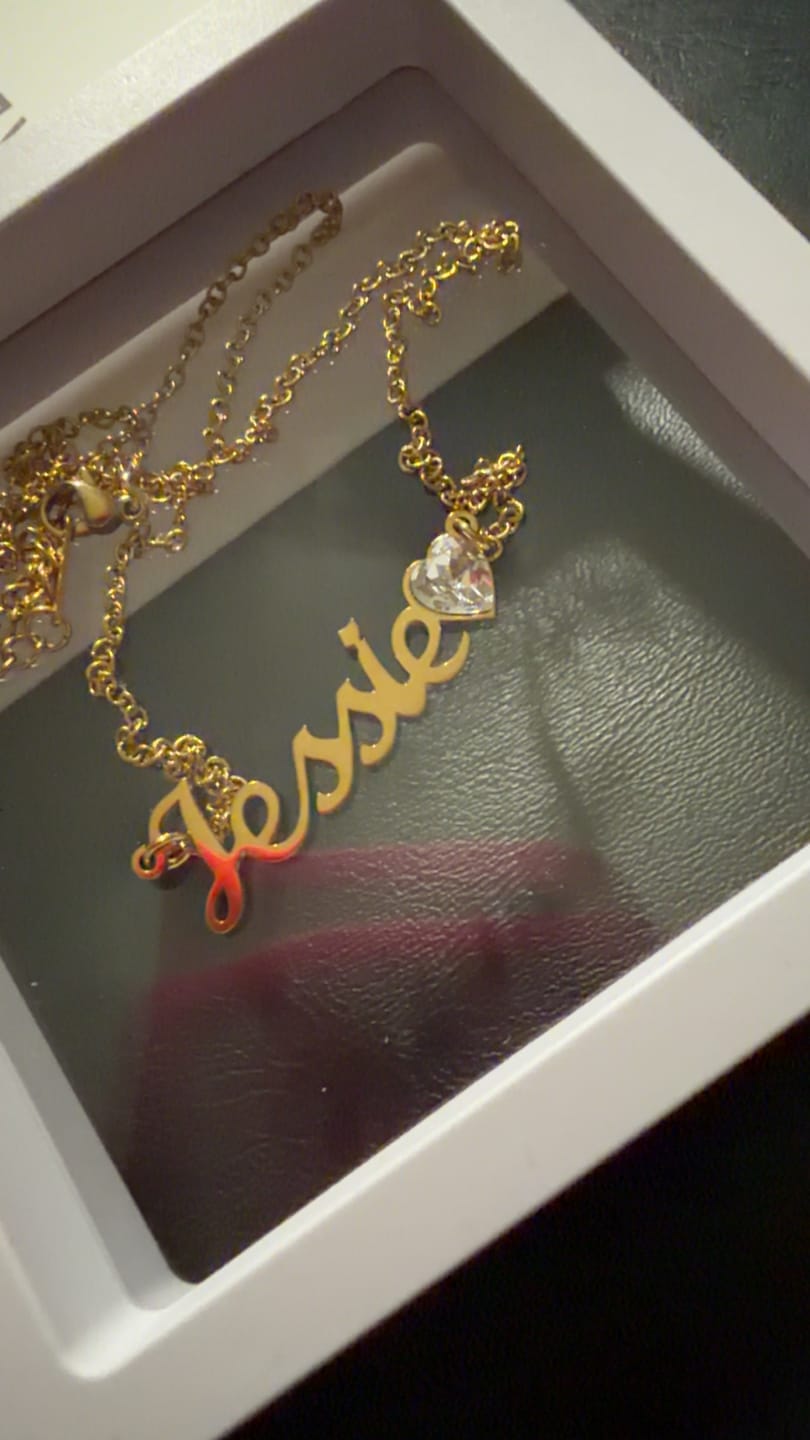 Customer photo review of Birthstone Name Necklace