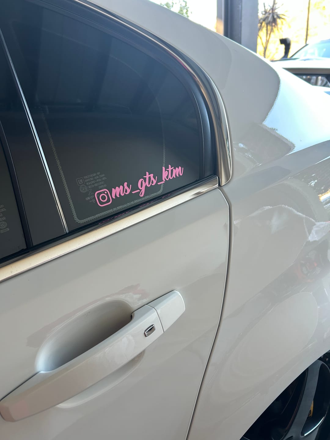 Customer photo review of Custom Social Media Handle Sticker