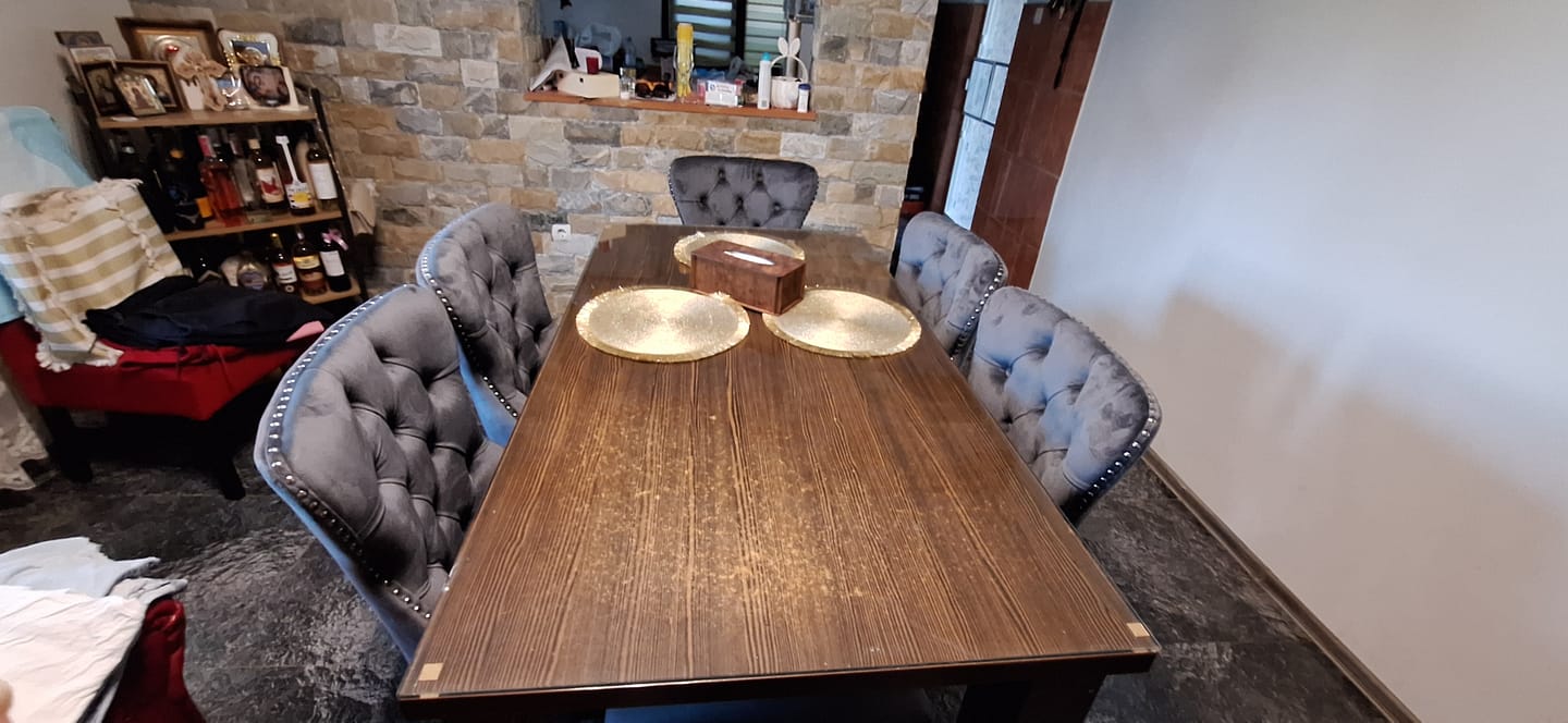Customer photo review of Scaun tapitat dining MIYA, gri/negru, stofa catifelata, 54x60x100 cm