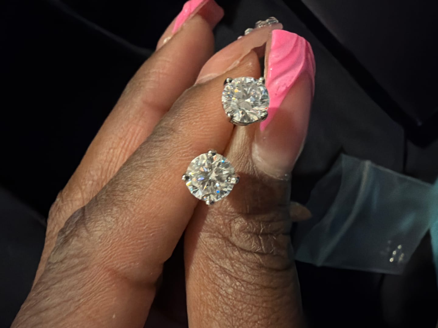 Customer photo review of Round Cut Moissanite Stud Earrings