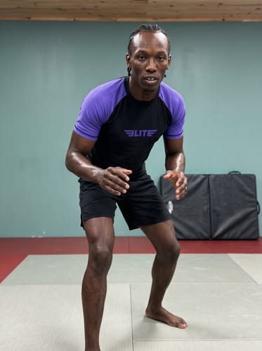 Customer photo review of Standard Purple Short Sleeve No-Gi Mens BJJ Rash Guard