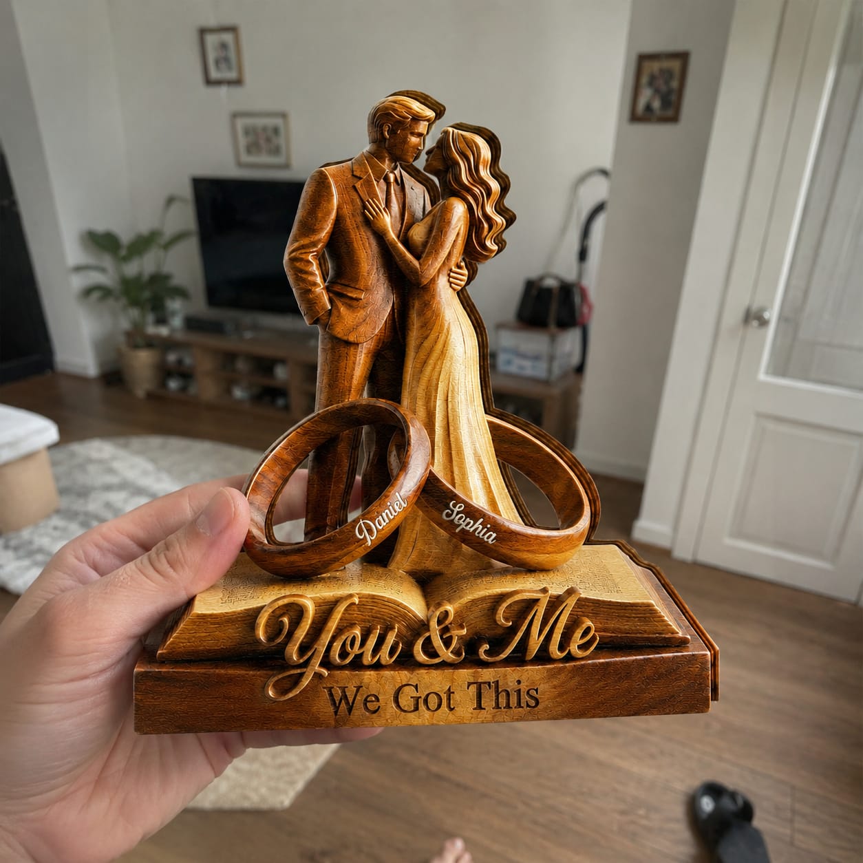 Customer photo review of You And Me We Got This - Personalized Customized 3-layered Wooden Plaque - Faith Love Gift For Couples, Wife, Husband