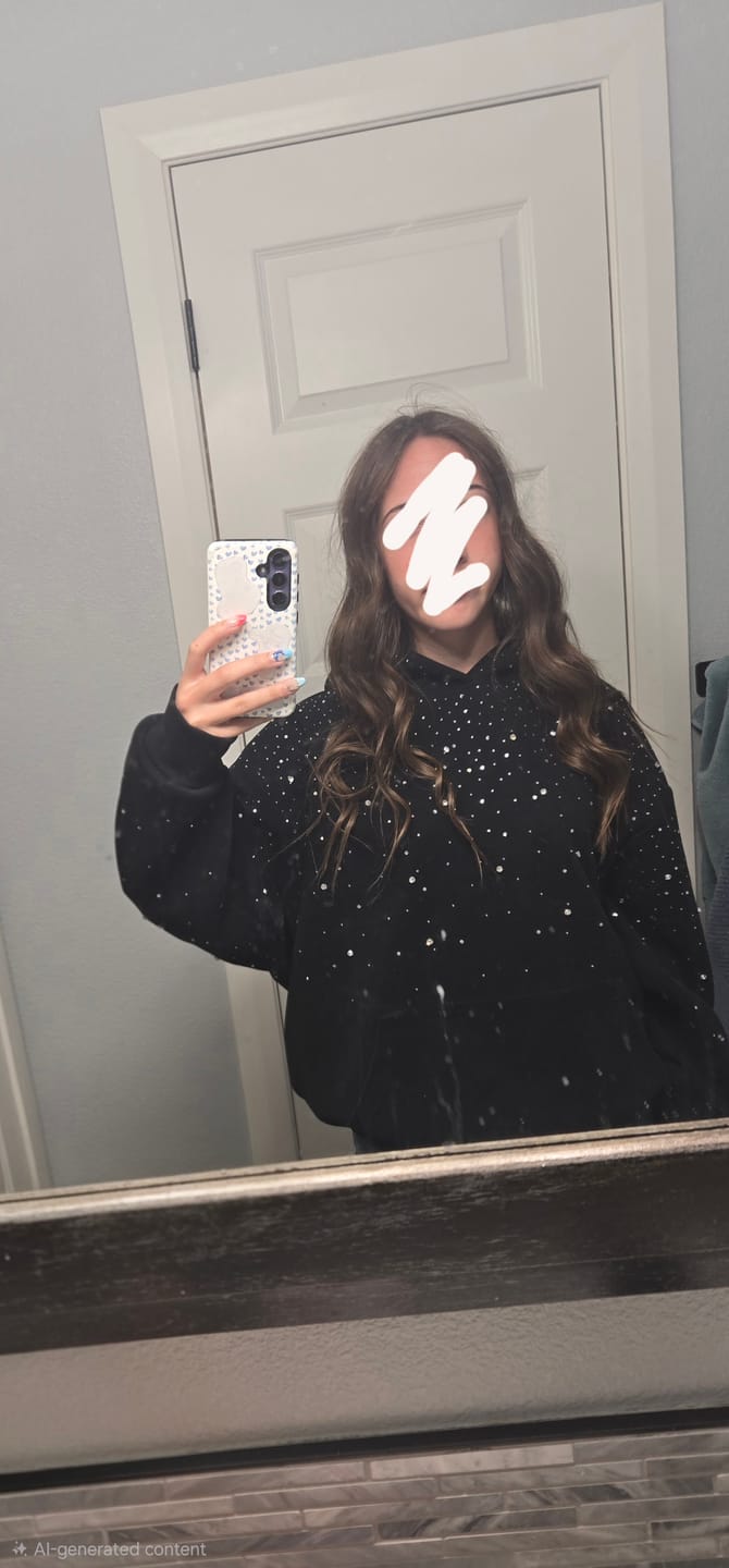 Customer photo review of Aelfric Eden Rhinestone Pullover Hoodie