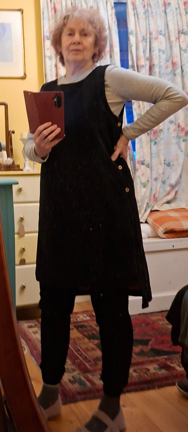 Customer photo review of Plus Size Women Casual Solid Corduroy Long Vest Coat