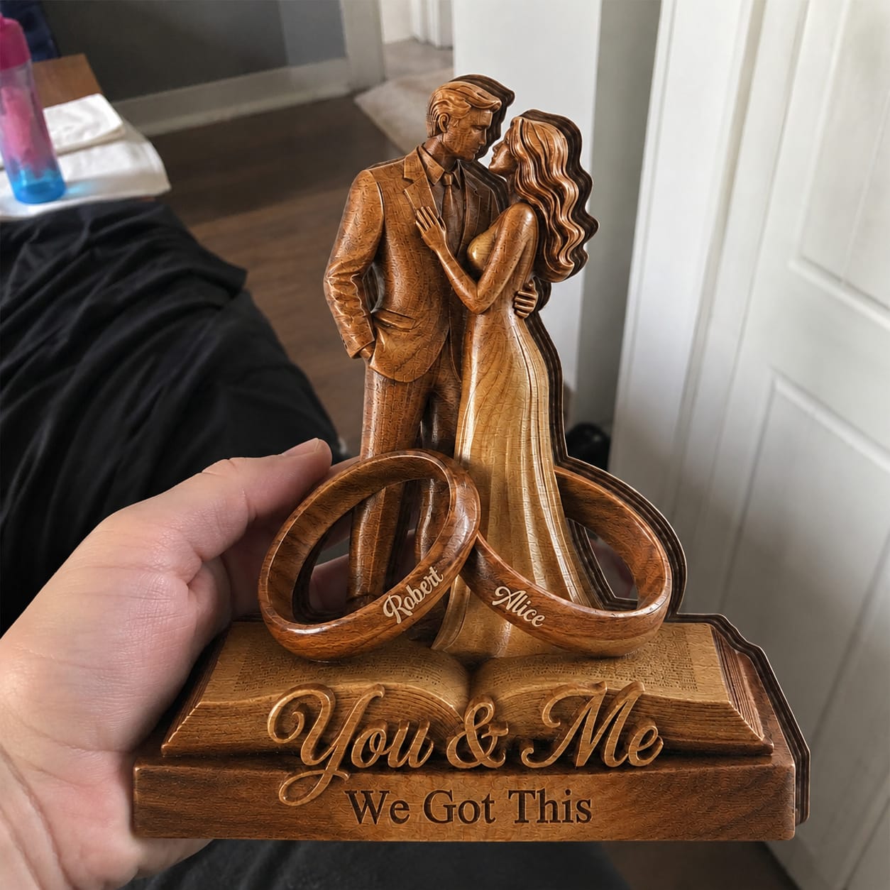 Customer photo review of You And Me We Got This - Personalized Customized 3-layered Wooden Plaque - Faith Love Gift For Couples, Wife, Husband