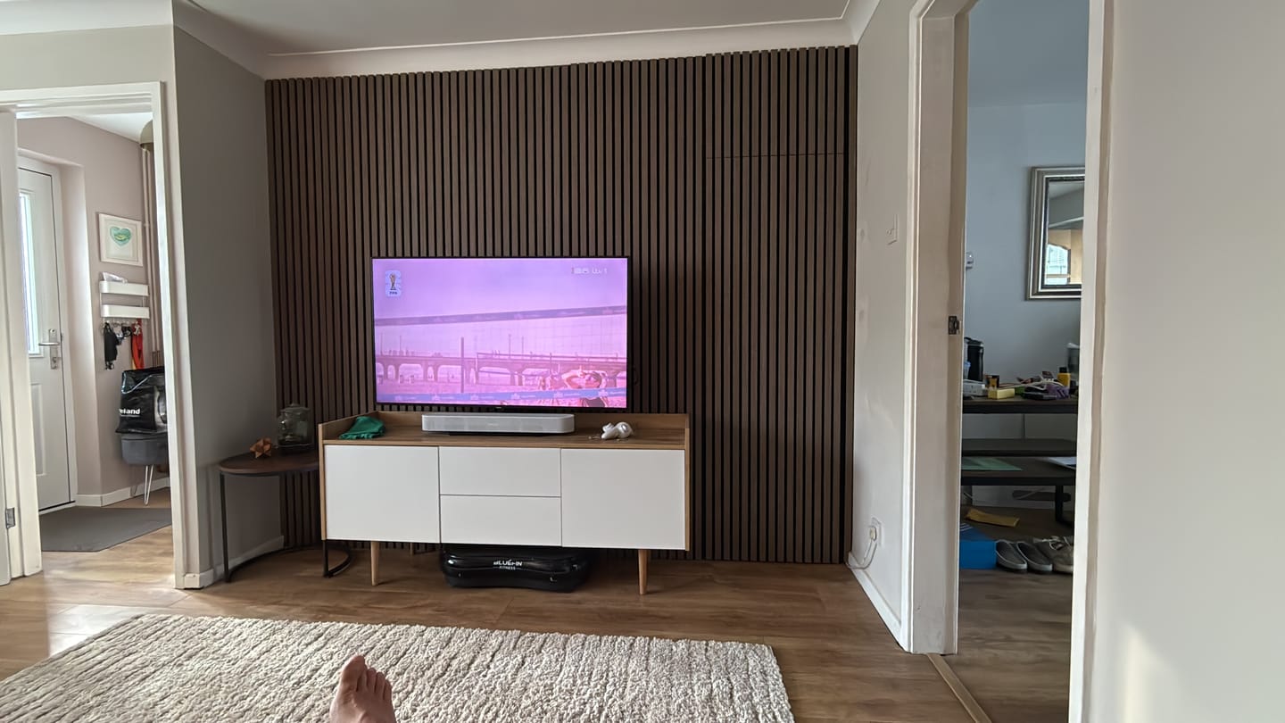Customer photo review of Walnut Acoustic Wall Panel