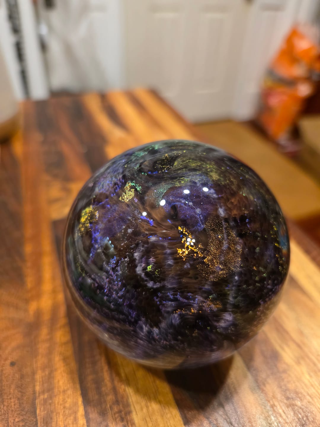 Customer photo review of Dichroic Explosion Orb with Cremation Ash