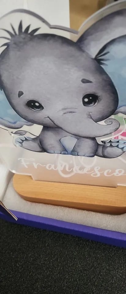 Customer photo review of Elephant with Blue Ears Personalized Name Light