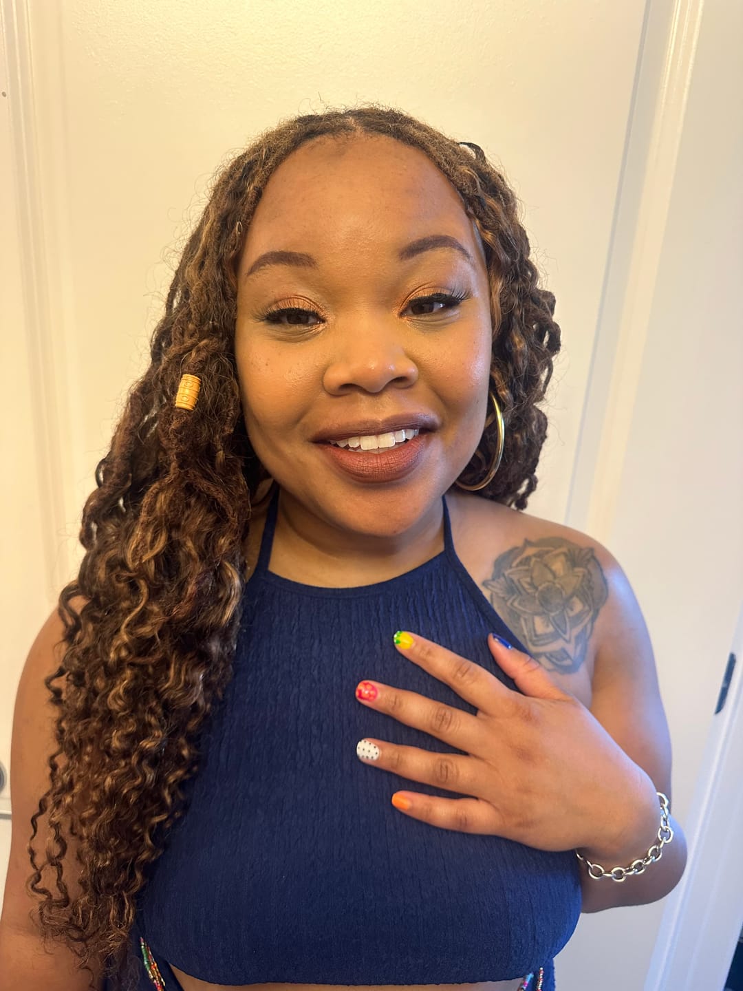 Customer photo review of #4/30 Mix Color Blend Water Deep Wave Feather Crochet Hair