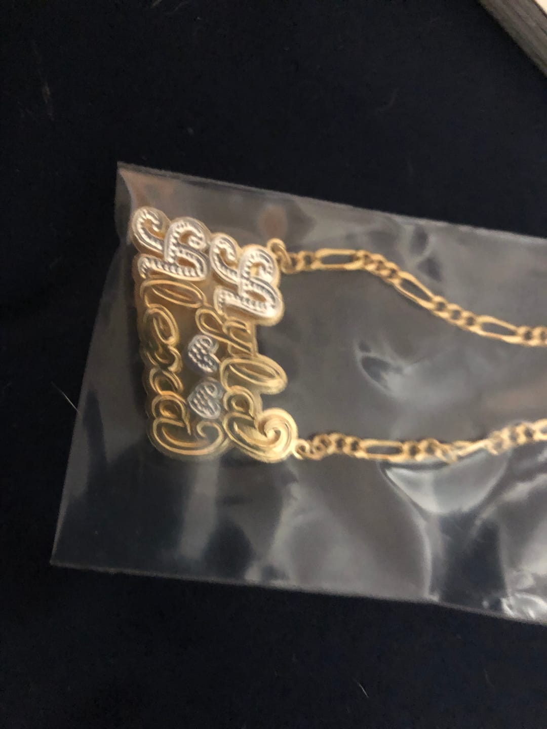 Customer photo review of Double Plated Nameplate Necklace "Couples"