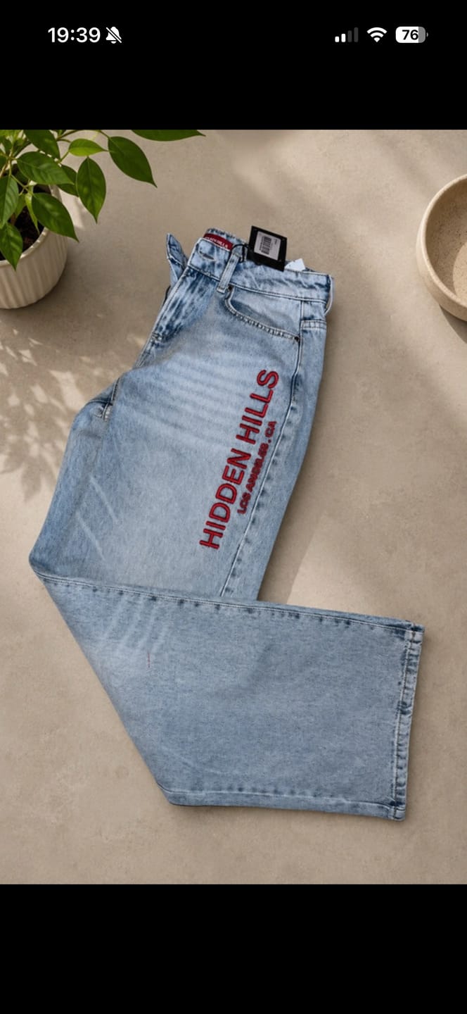 Customer photo review of RED EMBROIDERED LOGO JEANS