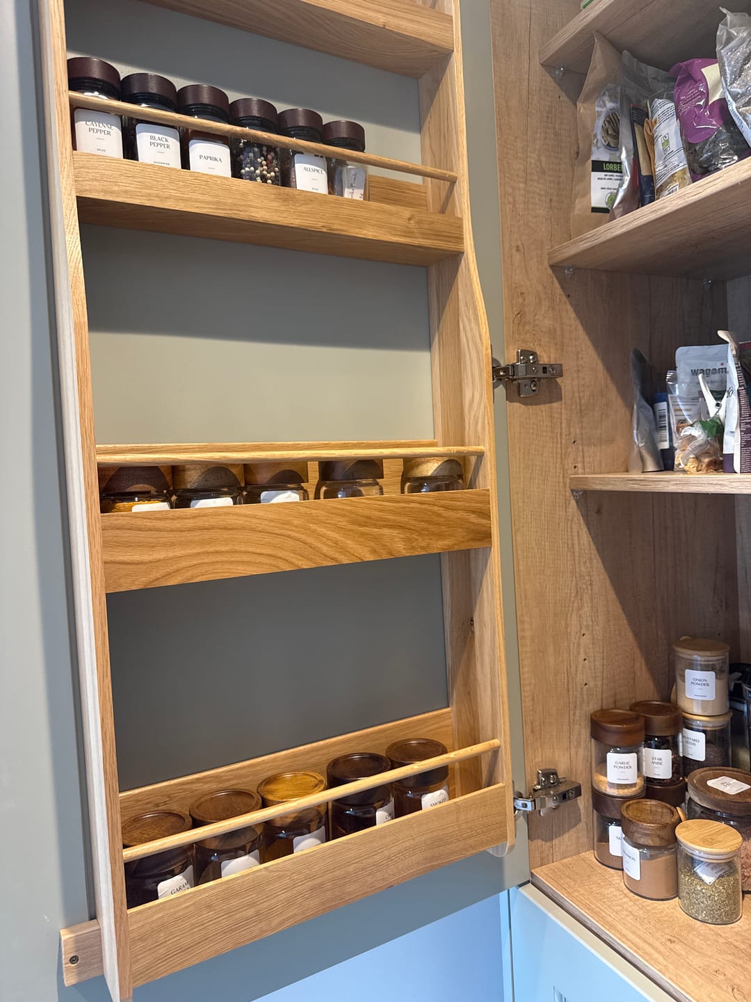 Customer photo review of Set of 12 120ML Glass Spice Jar with Acacia Lid