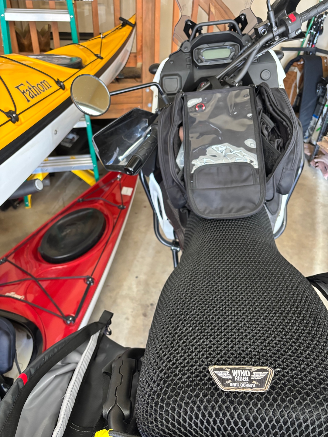Wind Rider mesh seat cover on a Kawasaki KLR 650