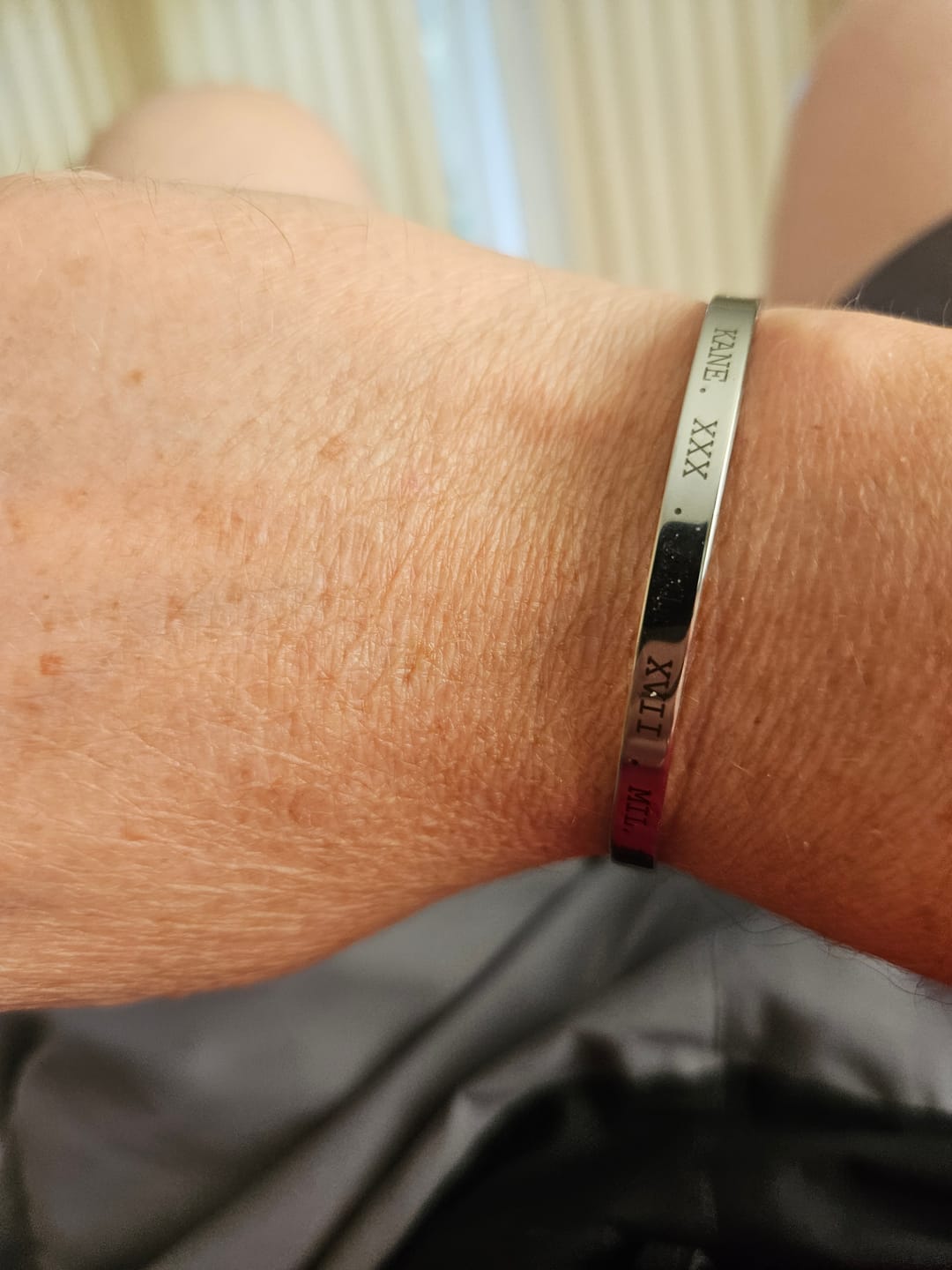 Customer photo review of Silver Personalised Cuff Bracelet