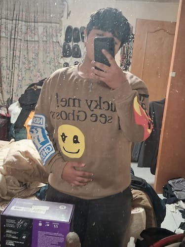 Customer photo review of Lucky Me! I See Ghosts Crewneck