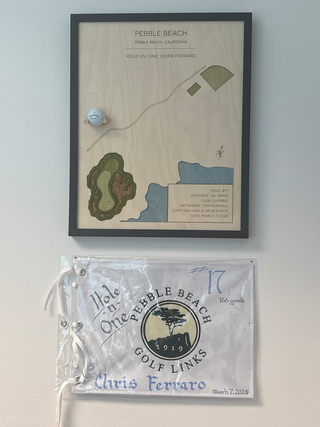 Customer photo review of Personalized Hole-in-One | Single Hole Golf Art