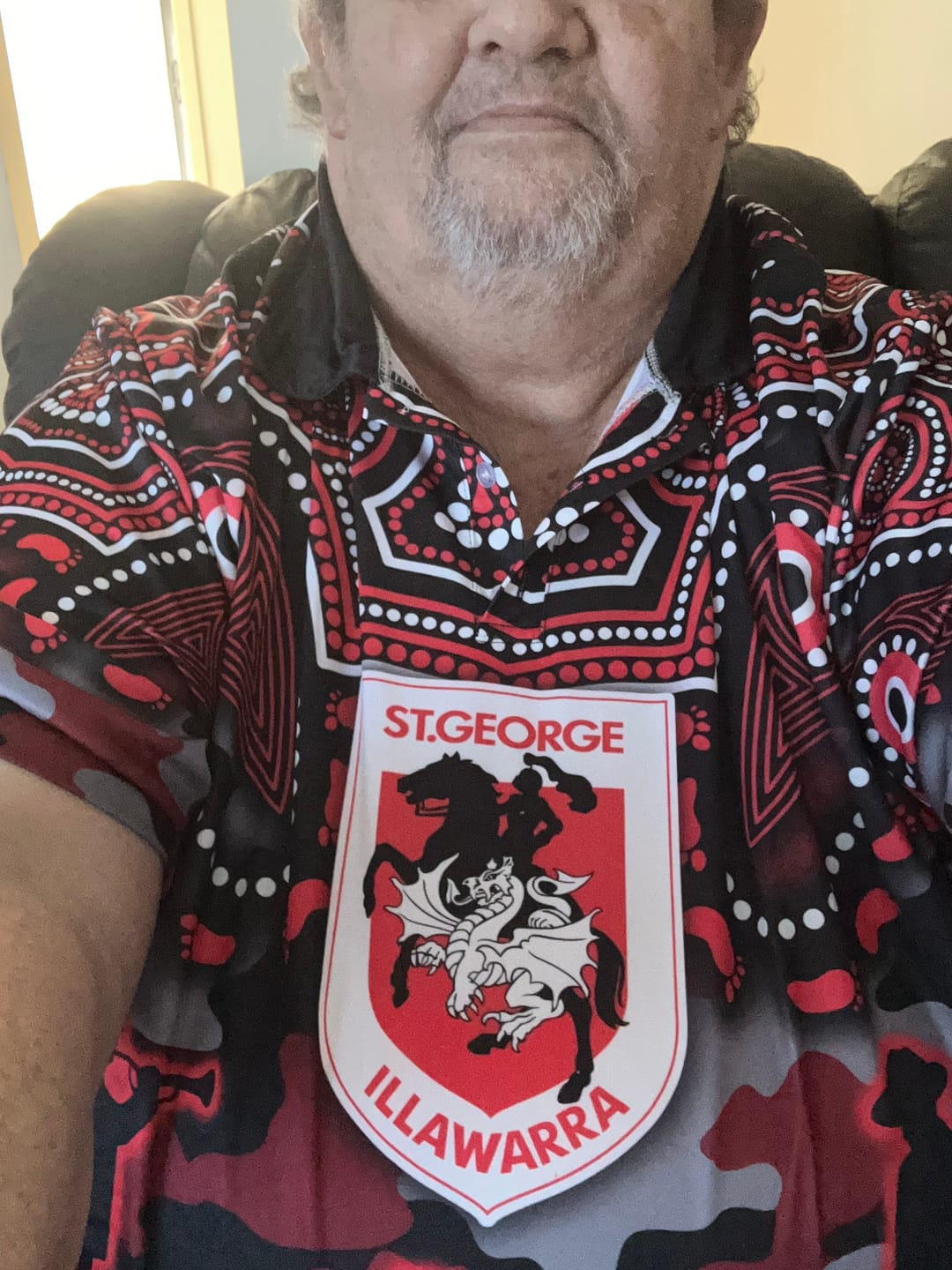 Customer photo review of ANZAC Day St George Illawarra Dragons Polo Shirt Military Memorial Aboriginal Indigenous Art TS04