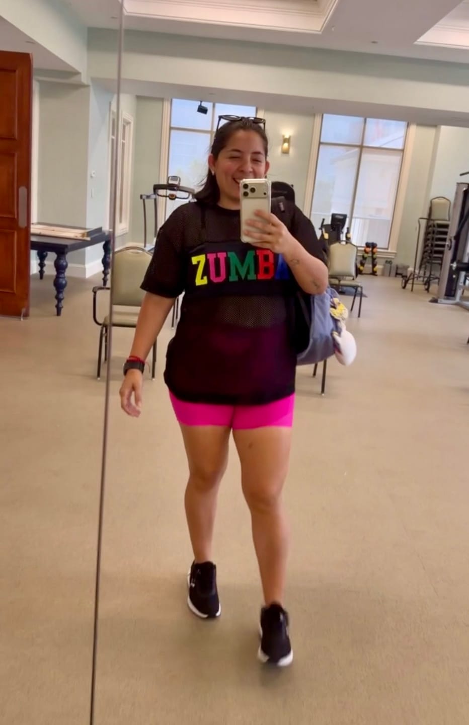 Customer photo review of Zumba Worldwide Boxy Mesh Top