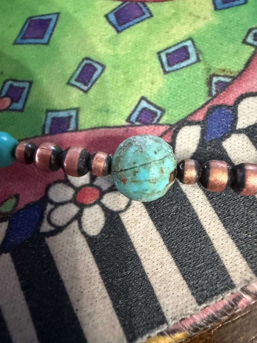 Customer photo review of Handcrafted Turquoise & Copper Beaded Bracelet