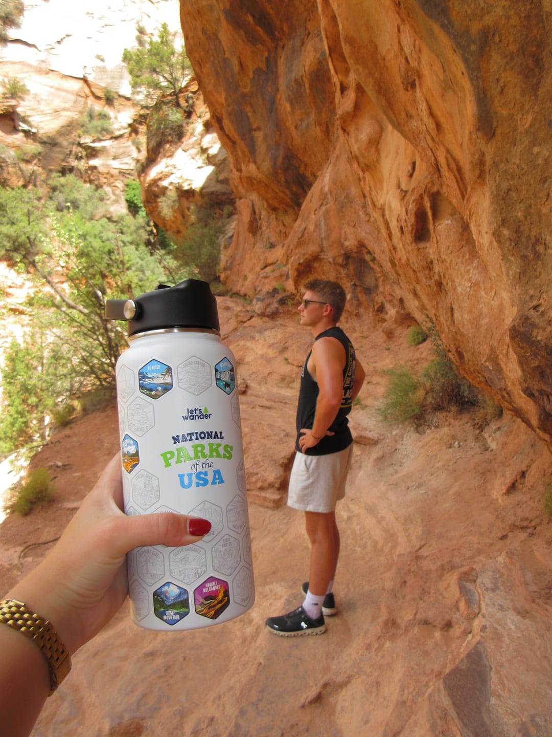 Customer photo review of Lets Wander™ National Parks Water Bottle + Stickers